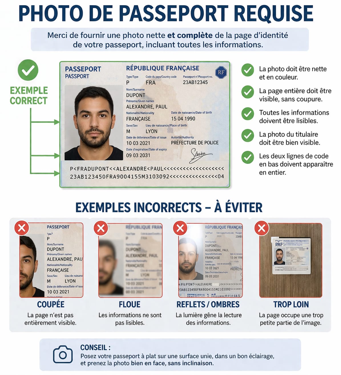 Exemple photo passeport